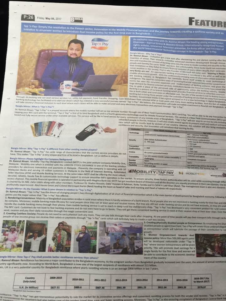 Versatilo Chairman Featured at UK newspaper